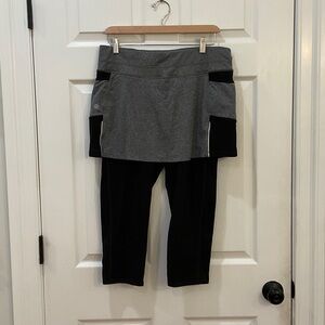 Athleta 2-in1 Heather Gray Skirted Black Leggings